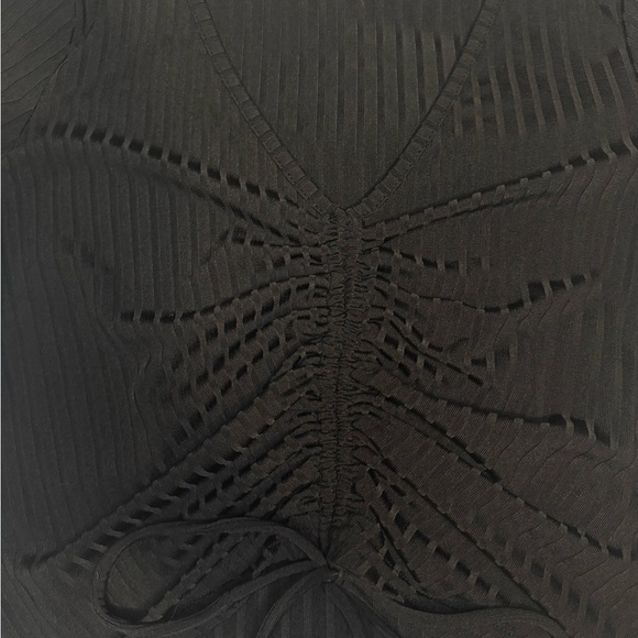 Black Ruched V-Neck Top - Picture 6 of 6